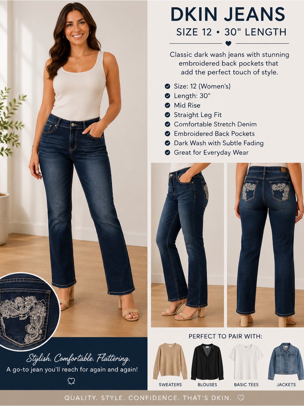 Dark Indigo Skinny Jeans for Women - Unbranded
